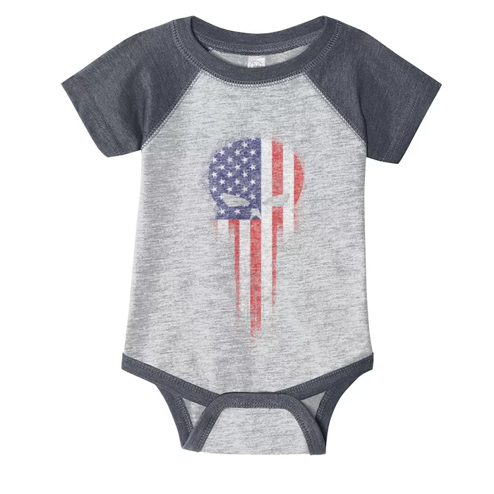 USA Grunge Skull Infant Baby Jersey Bodysuit