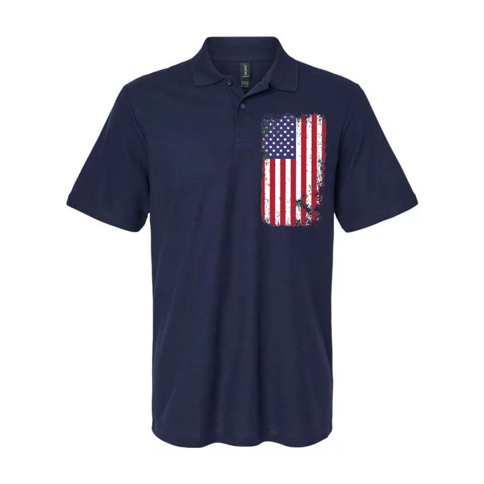 USA Grunge Vintage American Flag Softstyle Adult Sport Polo