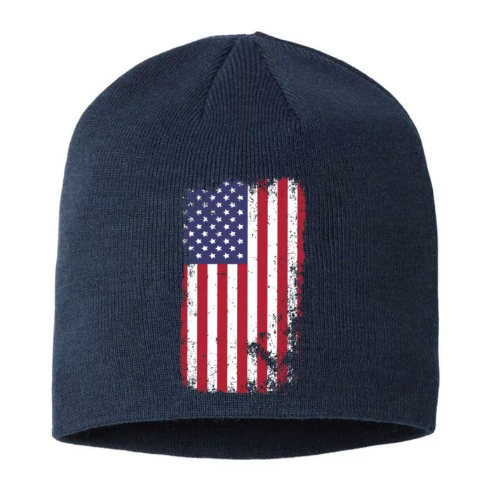 USA Grunge Vintage American Flag 8 1/2in Sustainable Knit Beanie