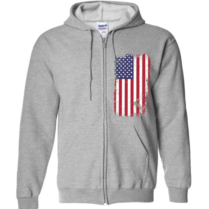 USA Grunge Vintage American Flag Full Zip Hoodie