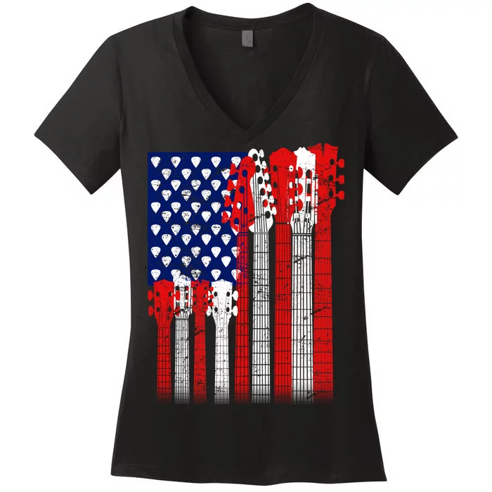 USA Guitar Women's V-Neck T-Shirt