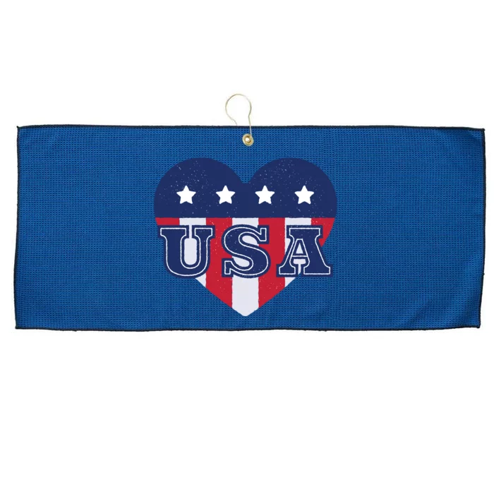 USA Heart Large Microfiber Waffle Golf Towel