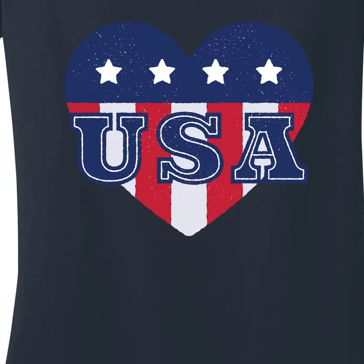 USA Heart Women's V-Neck T-Shirt