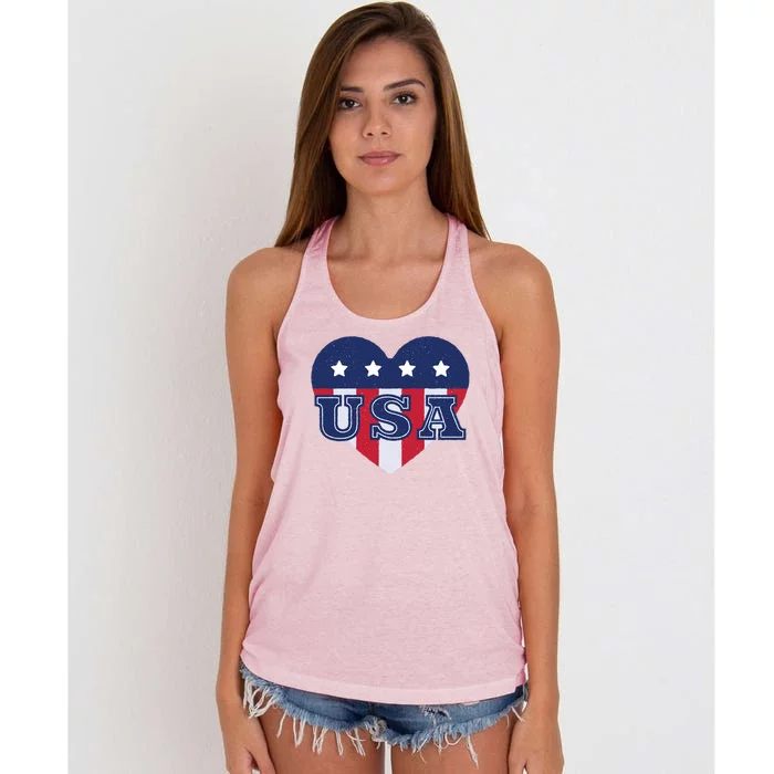 USA Heart Women's Knotted Racerback Tank