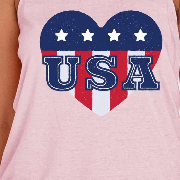 USA Heart Women's Knotted Racerback Tank