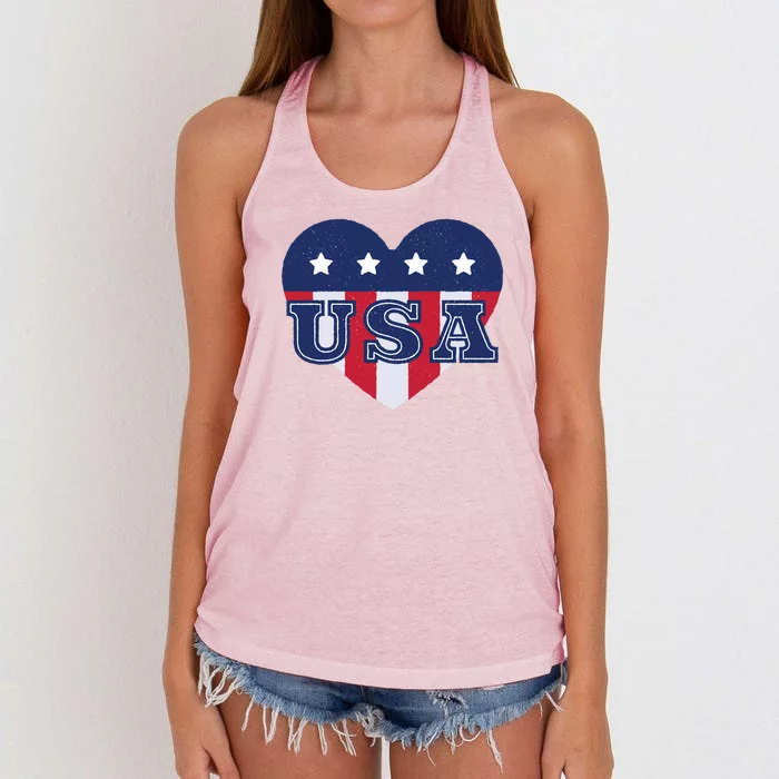 USA Heart Women's Knotted Racerback Tank