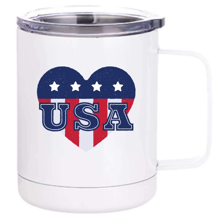 USA Heart Front & Back 12oz Stainless Steel Tumbler Cup