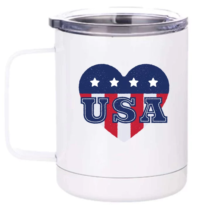 USA Heart Front & Back 12oz Stainless Steel Tumbler Cup