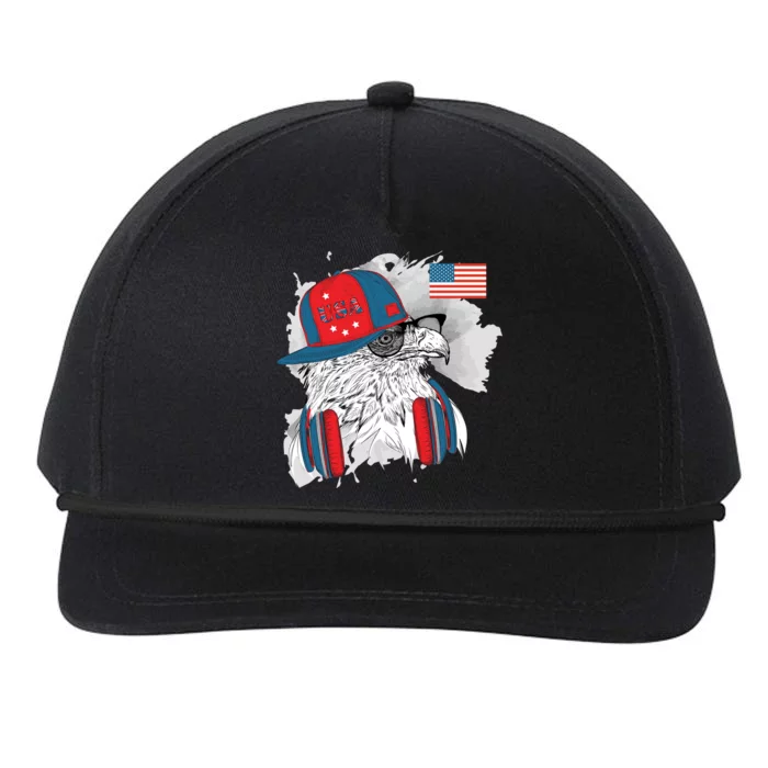 USA Hip Bald Eagle United States Flag Headphones Snapback Five-Panel Rope Hat