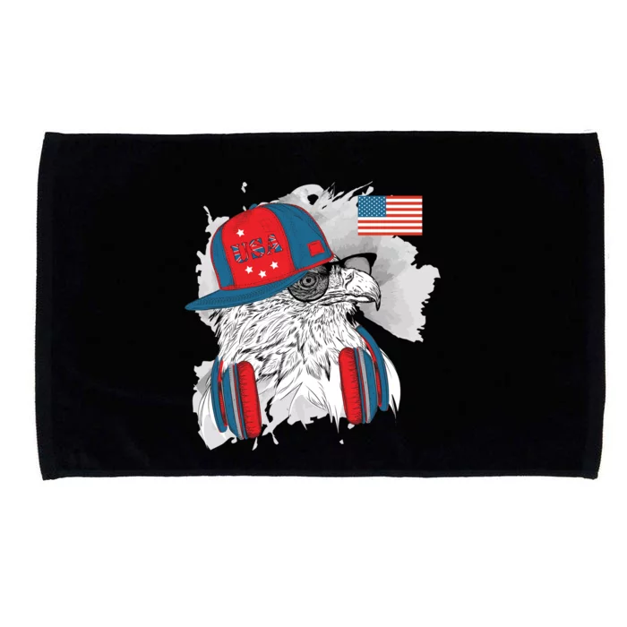 USA Hip Bald Eagle United States Flag Headphones Microfiber Hand Towel