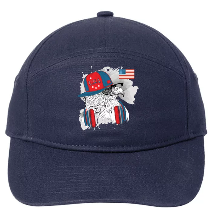 USA Hip Bald Eagle United States Flag Headphones 7-Panel Snapback Hat