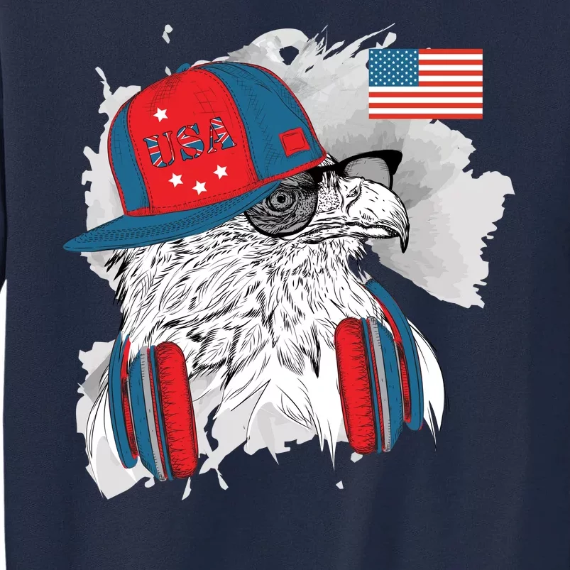 USA Hip Bald Eagle United States Flag Headphones Tall Sweatshirt