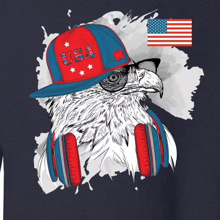 USA Hip Bald Eagle United States Flag Headphones Toddler Sweatshirt