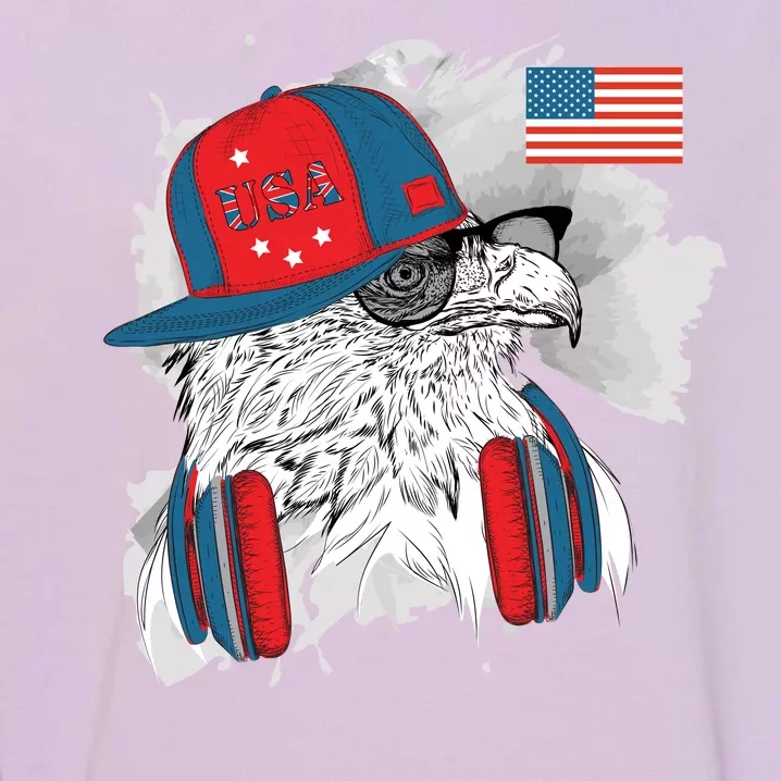 USA Hip Bald Eagle United States Flag Headphones Garment-Dyed Sweatshirt