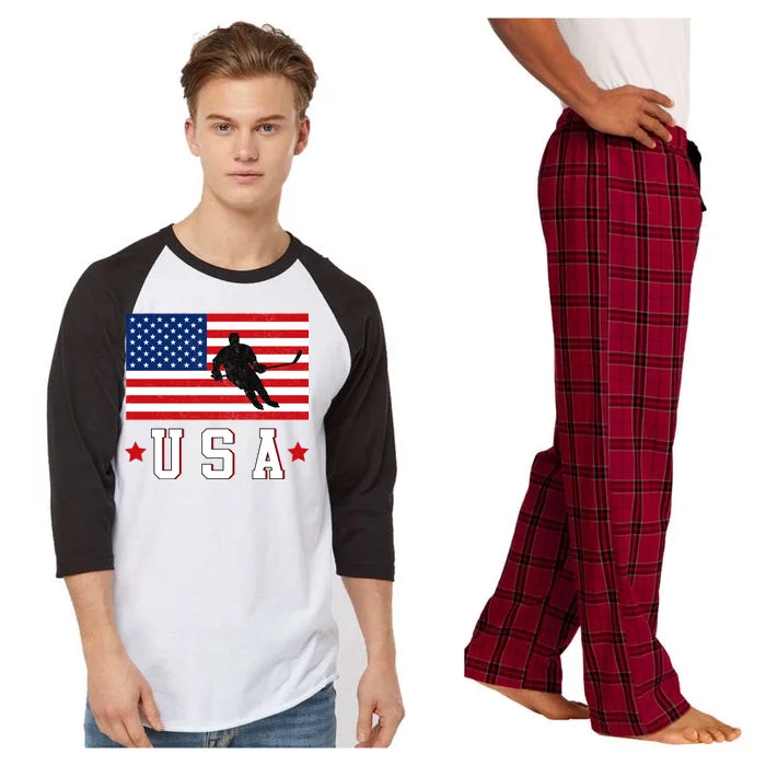 USA Hockey Winter Sports Games Raglan Sleeve Pajama Set