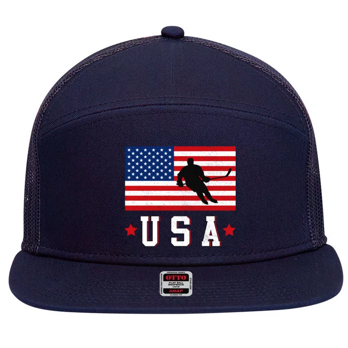 USA Hockey Winter Sports Games 7 Panel Mesh Trucker Snapback Hat