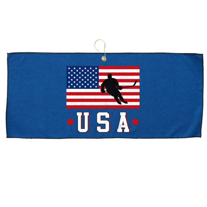 USA Hockey Winter Sports Games Large Microfiber Waffle Golf Towel