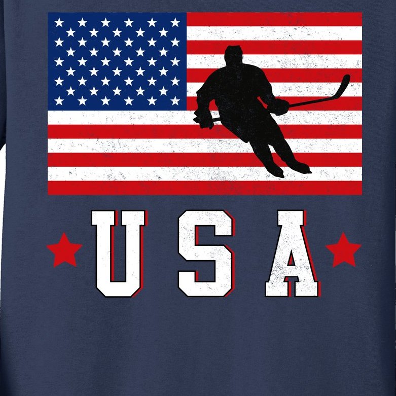 Buitenlander Nuttig Dollar USA Hockey Winter Sports Games Kids Long Sleeve Shirt | TeeShirtPalace