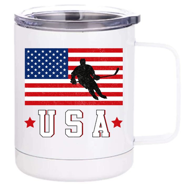 USA Hockey Winter Sports Games Front & Back 12oz Stainless Steel Tumbler Cup