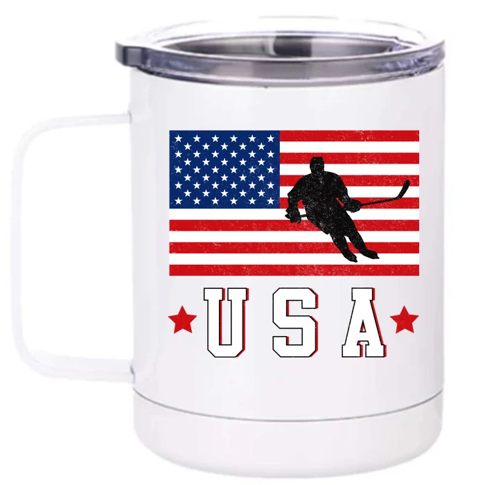 USA Hockey Winter Sports Games Front & Back 12oz Stainless Steel Tumbler Cup