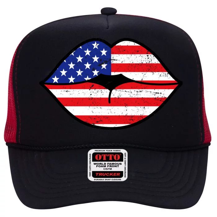 USA Lips High Crown Mesh Trucker Hat