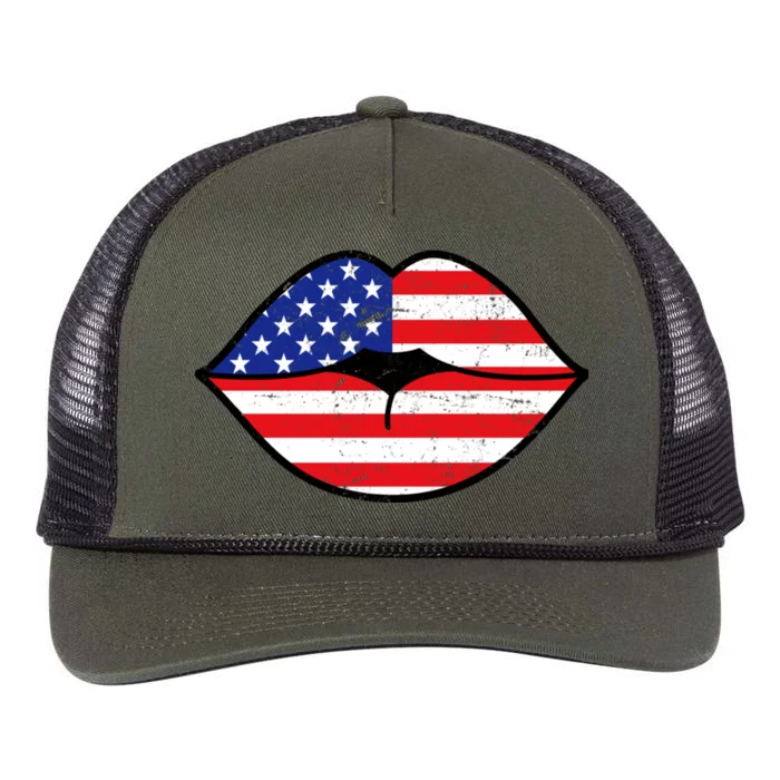 USA Lips Retro Rope Trucker Hat Cap