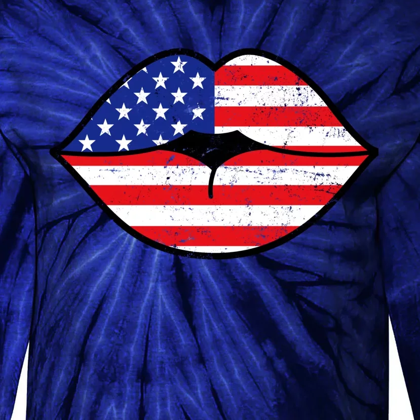 USA Lips Tie-Dye Long Sleeve Shirt