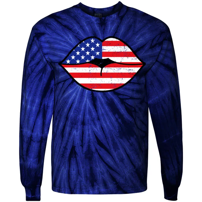 USA Lips Tie-Dye Long Sleeve Shirt