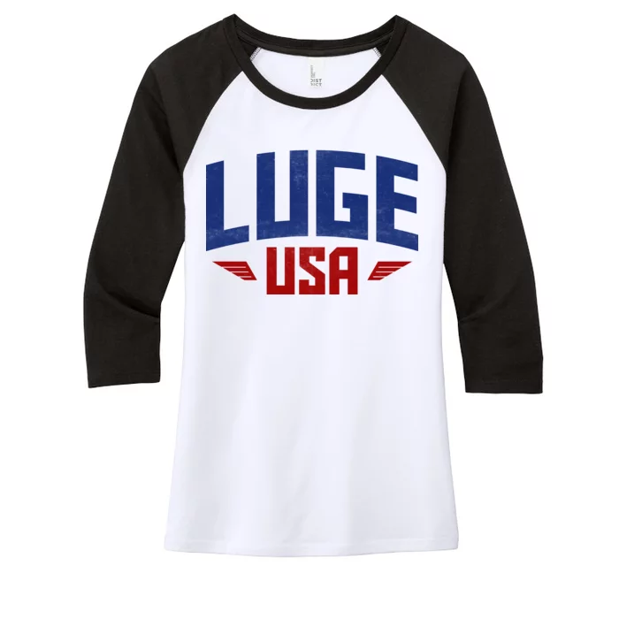 USA Luge Team Women's Tri-Blend 3/4-Sleeve Raglan Shirt