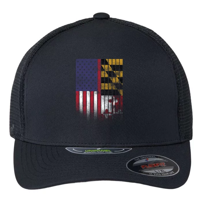 USA Maryland Flag Flexfit Unipanel Trucker Cap