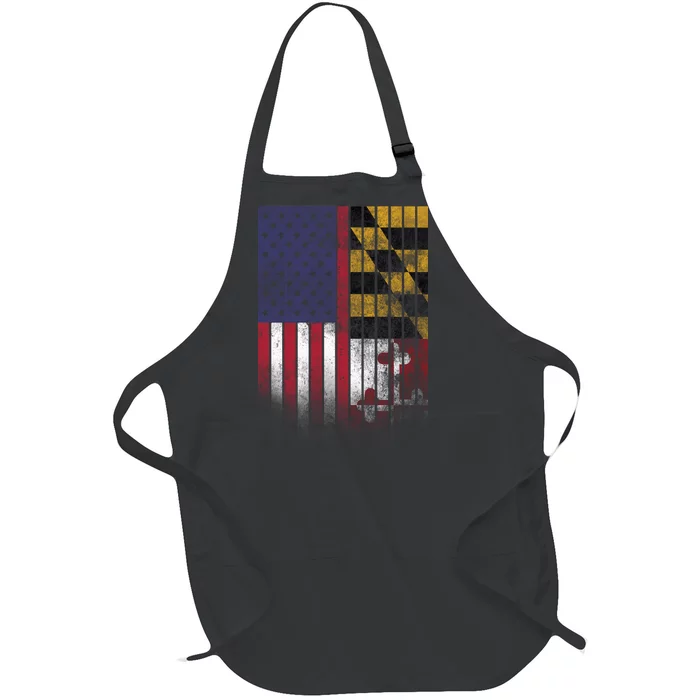 USA Maryland Flag Full-Length Apron With Pocket