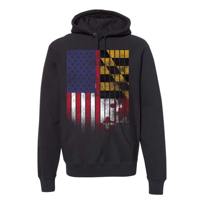 USA Maryland Flag Premium Hoodie