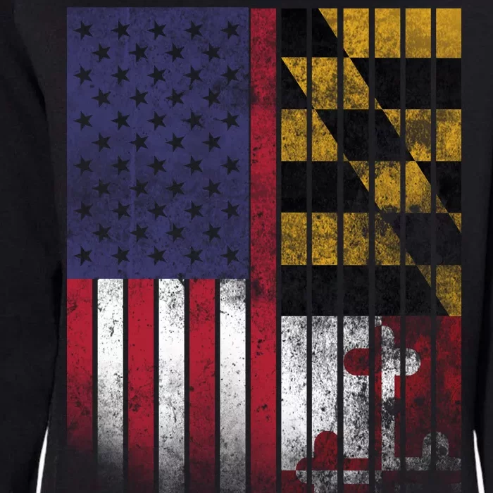 USA Maryland Flag Womens California Wash Sweatshirt