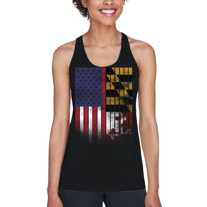 USA Maryland Flag Women's Racerback Tank