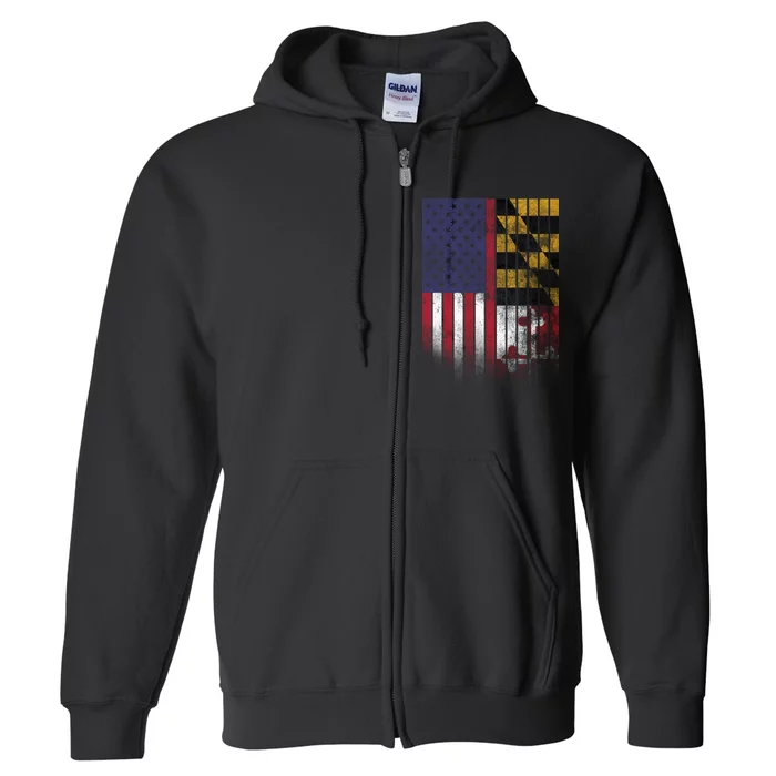 USA Maryland Flag Full Zip Hoodie