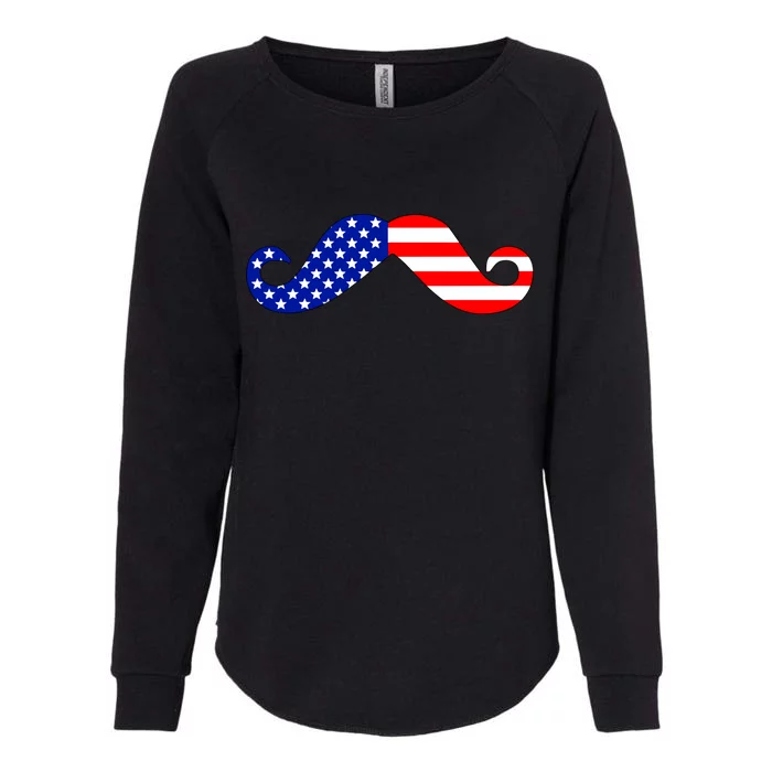 USA Mustache American Stache Womens California Wash Sweatshirt