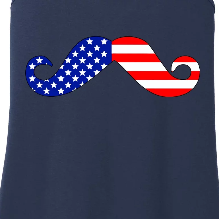 USA Mustache American Stache Ladies Essential Tank