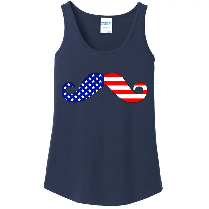 USA Mustache American Stache Ladies Essential Tank