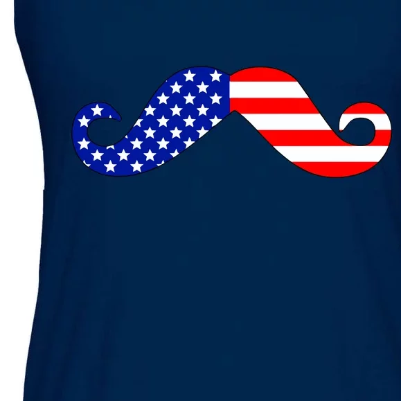 USA Mustache American Stache Ladies Essential Flowy Tank