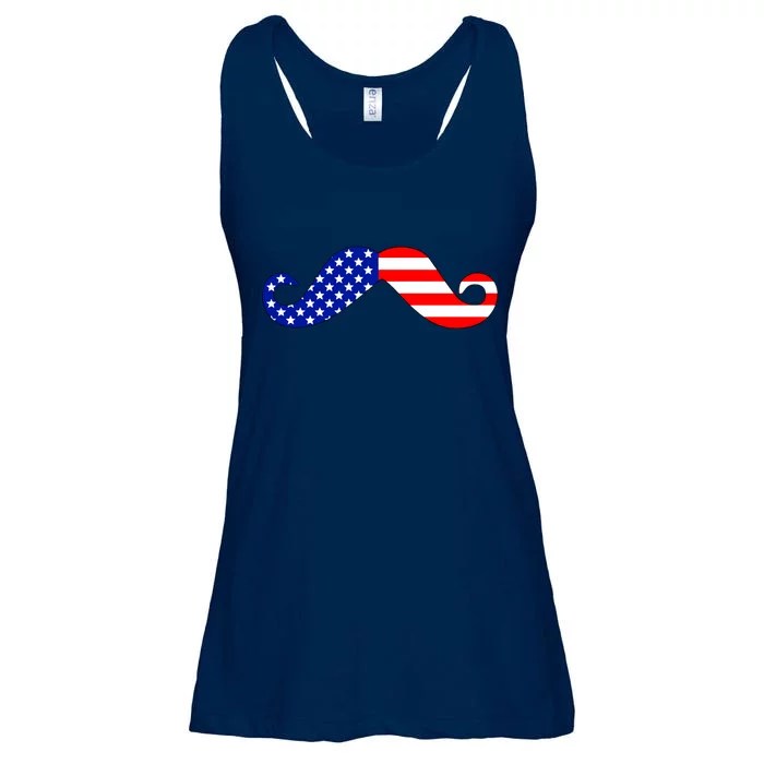 USA Mustache American Stache Ladies Essential Flowy Tank