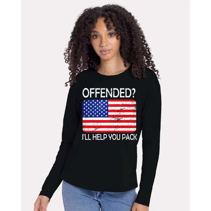 USA Offended I'll Help You Pack Womens Cotton Relaxed Long Sleeve T-Shirt