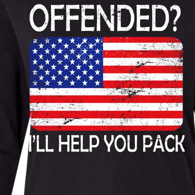 USA Offended I'll Help You Pack Womens Cotton Relaxed Long Sleeve T-Shirt