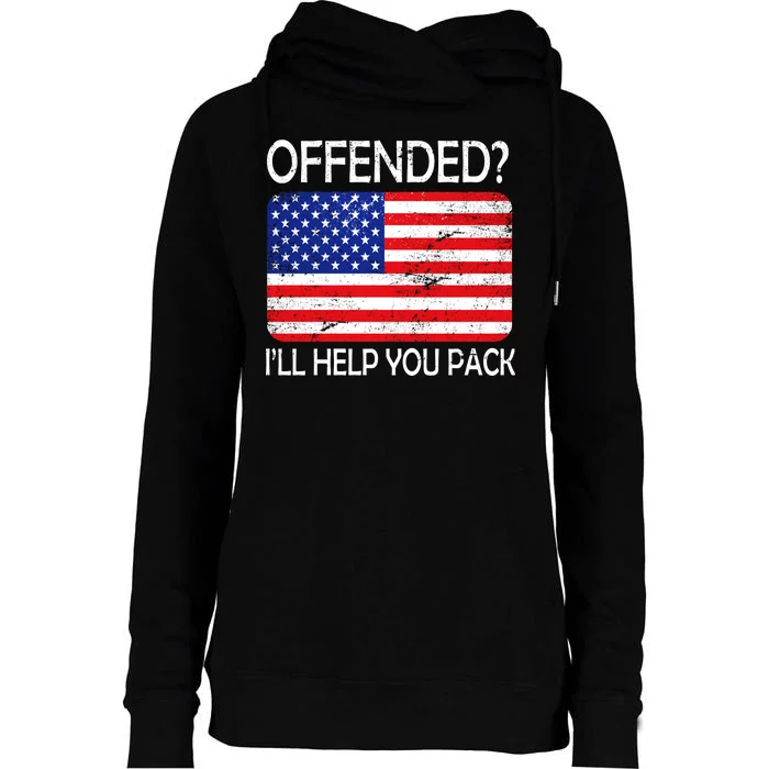 USA Offended I'll Help You Pack Womens Funnel Neck Pullover Hood