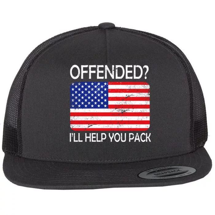 USA Offended I'll Help You Pack Flat Bill Trucker Hat