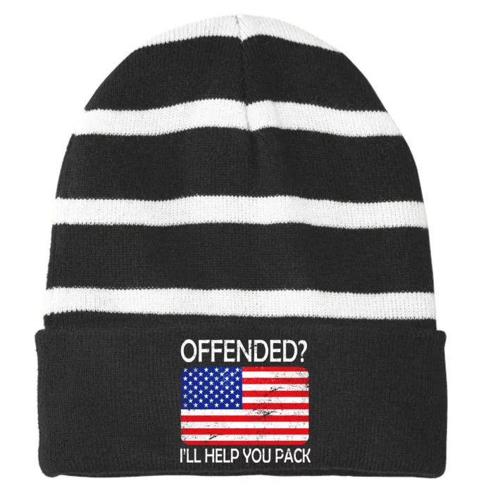 USA Offended I'll Help You Pack Striped Beanie with Solid Band