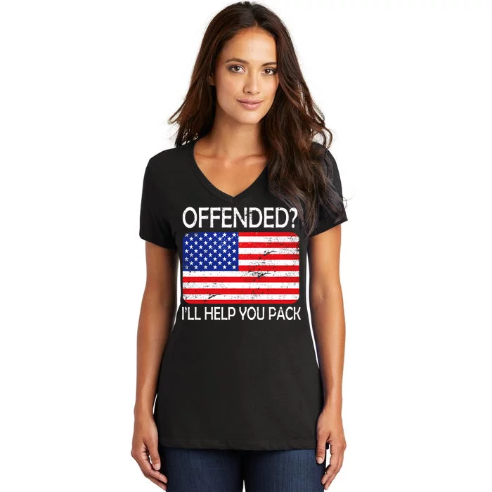 USA Offended I'll Help You Pack Women's V-Neck T-Shirt