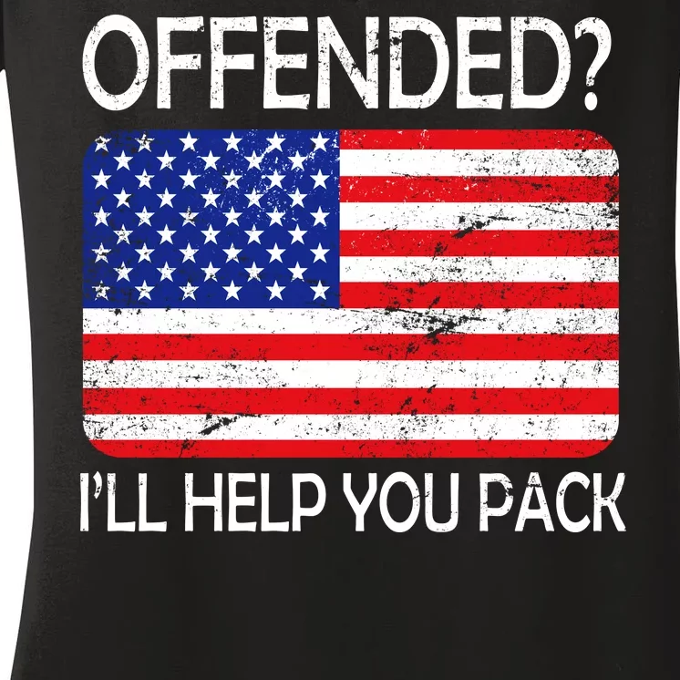 USA Offended I'll Help You Pack Women's V-Neck T-Shirt