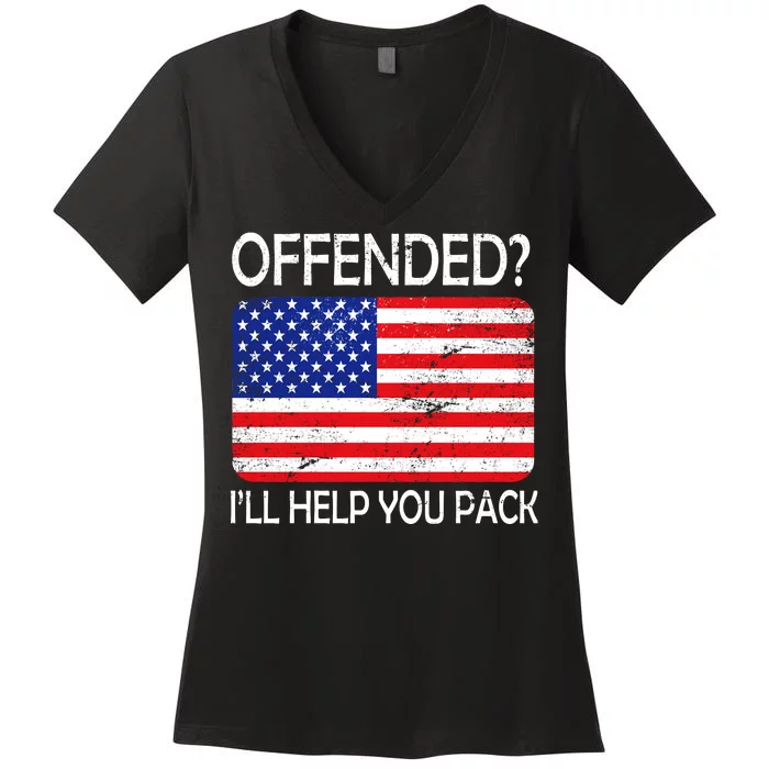 USA Offended I'll Help You Pack Women's V-Neck T-Shirt