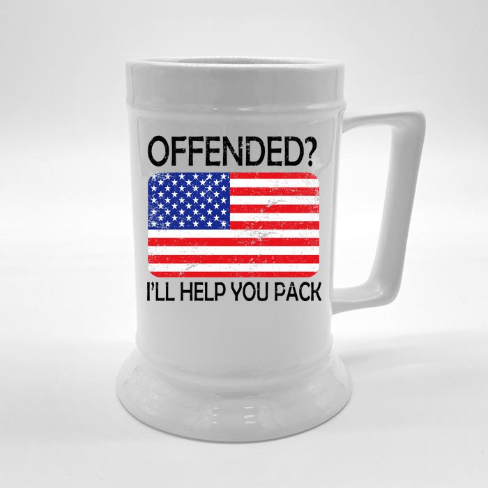 USA Offended I'll Help You Pack Front & Back Beer Stein