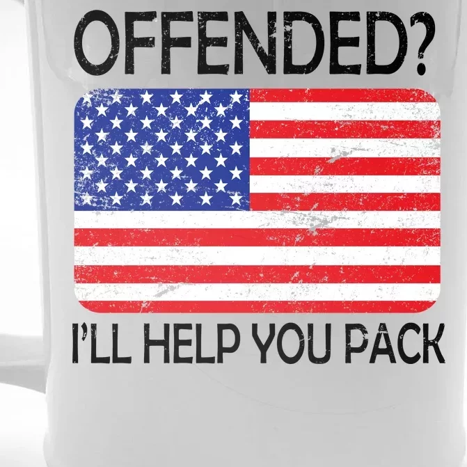 USA Offended I'll Help You Pack Front & Back Beer Stein